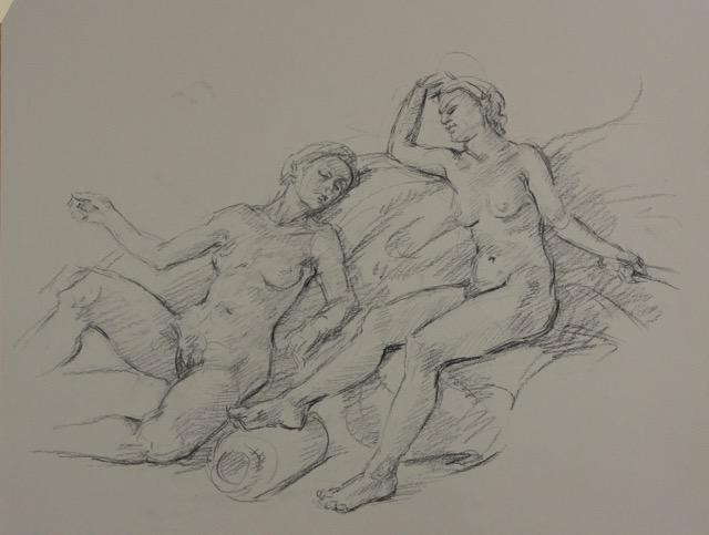 Tracian Women; charcoal on paper, 50 x 65 cm, 2012