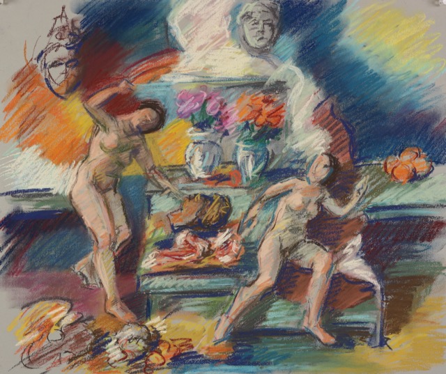 Annunciation; pastel, 50 x 60 cm, 2017