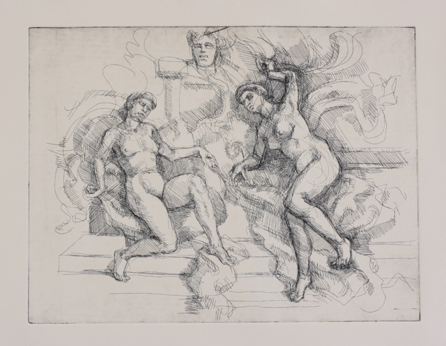 Annunciation; etching, 25 x 33 cm, 2017