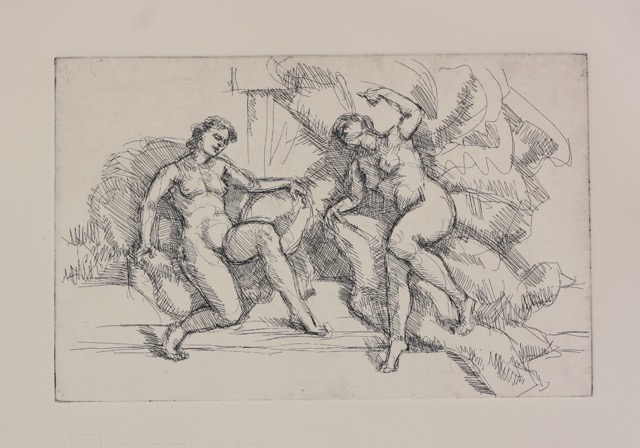 Annunciation; etching, 16 x 25 cm, 2017