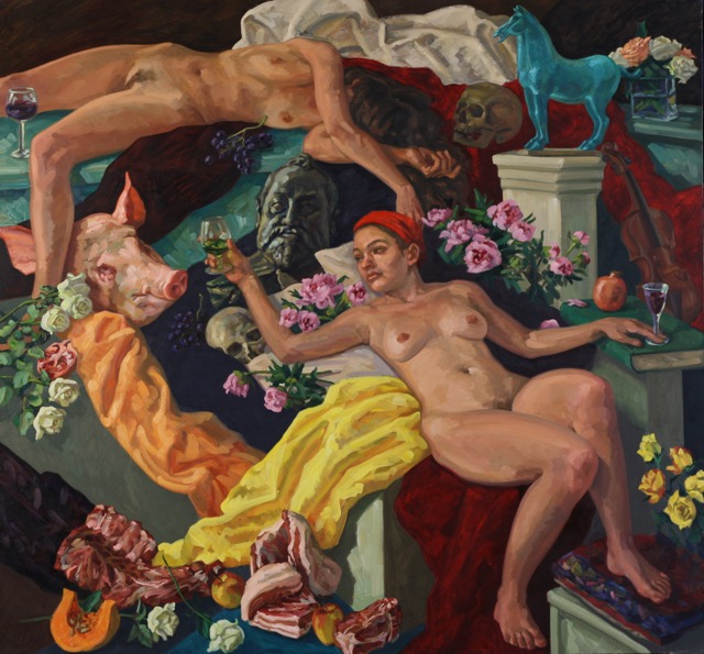 Bacchantes; oil on canvas, 200 x 215 cm, 2010