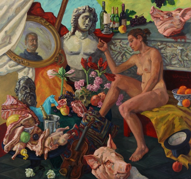 Ariadne Petitioning Bacchus; oil on canvas, 200 x 215 cm, 2010