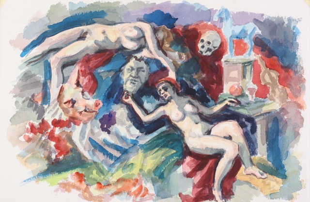 Bacchantes; watercolor, 38 x 58 cm, 2010