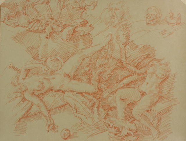 Danae; chalk on paper, 48 x 62 cm, 2010